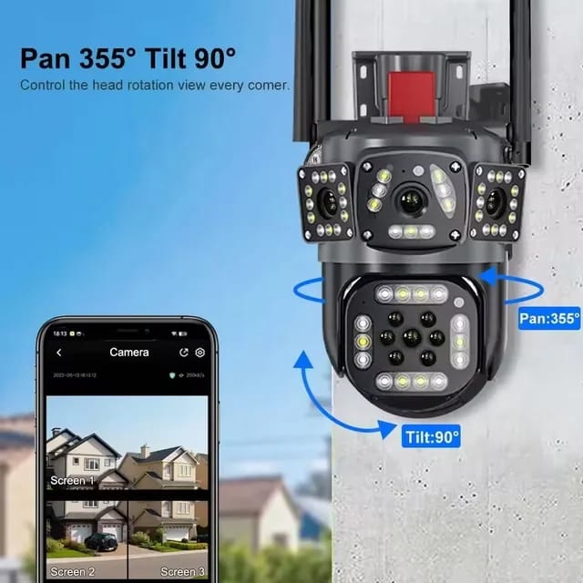 Camara de Seguridad 3 Pantallas y Sirena